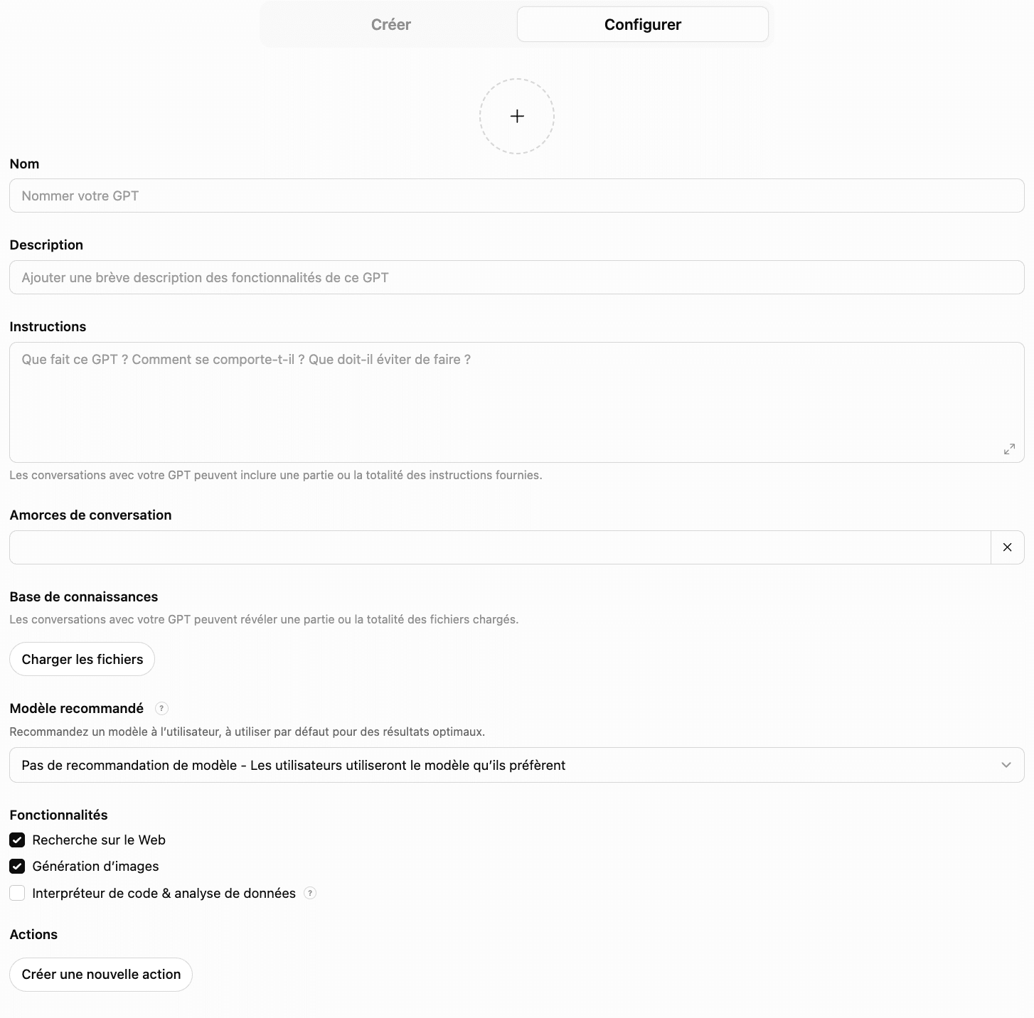 Configuration manuelle - Interface GPT
